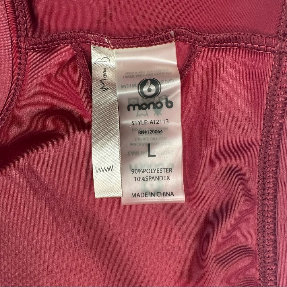 Mono B Women’s Maroon Sports Bra Top – Size Large - Picture 7 of 8